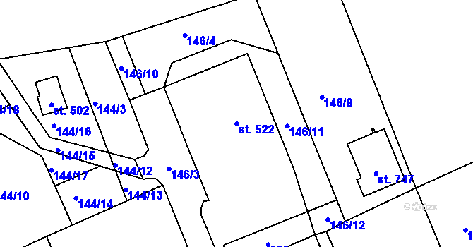 Parcela st. 522 v KÚ Železná Ruda, Katastrální mapa