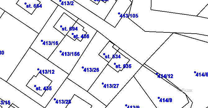 Parcela st. 534 v KÚ Železná Ruda, Katastrální mapa