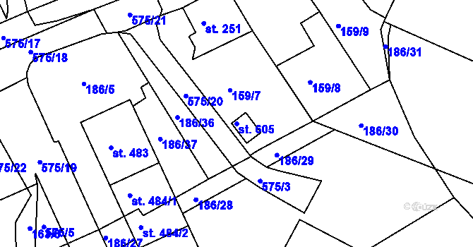 Parcela st. 605 v KÚ Železná Ruda, Katastrální mapa