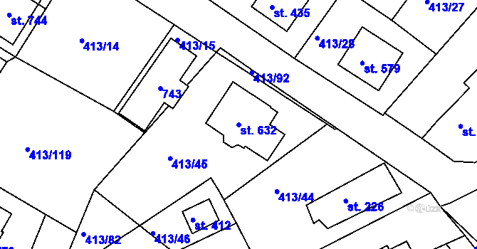 Parcela st. 632 v KÚ Železná Ruda, Katastrální mapa