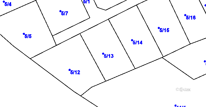Parcela st. 5/13 v KÚ Železná Ruda, Katastrální mapa