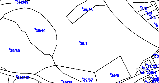 Parcela st. 39/1 v KÚ Železná Ruda, Katastrální mapa