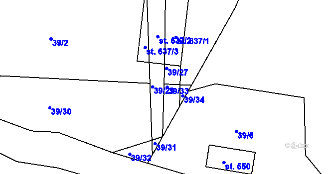 Parcela st. 39/33 v KÚ Železná Ruda, Katastrální mapa