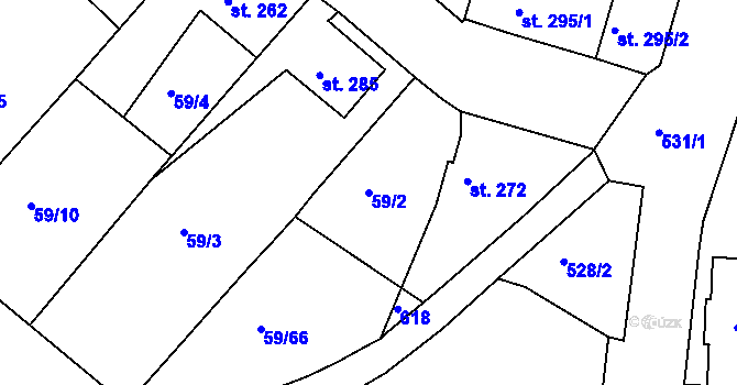 Parcela st. 59/2 v KÚ Železná Ruda, Katastrální mapa
