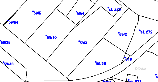 Parcela st. 59/3 v KÚ Železná Ruda, Katastrální mapa