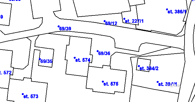 Parcela st. 69/36 v KÚ Železná Ruda, Katastrální mapa
