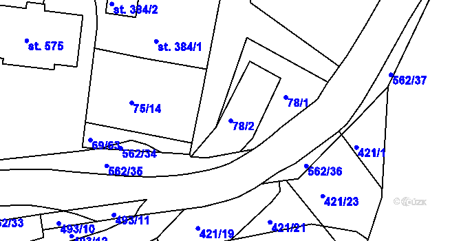 Parcela st. 78/2 v KÚ Železná Ruda, Katastrální mapa
