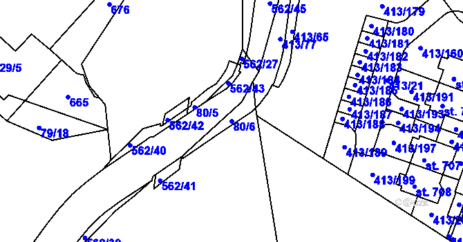 Parcela st. 80/6 v KÚ Železná Ruda, Katastrální mapa
