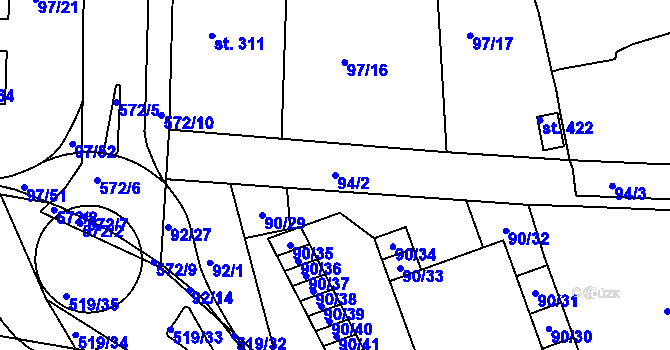 Parcela st. 94/2 v KÚ Železná Ruda, Katastrální mapa
