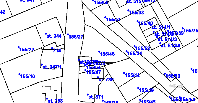 Parcela st. 155/46 v KÚ Železná Ruda, Katastrální mapa