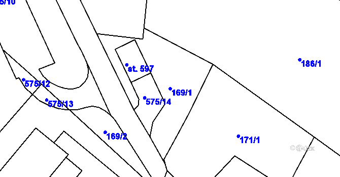 Parcela st. 169/1 v KÚ Železná Ruda, Katastrální mapa