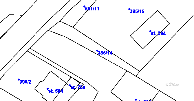 Parcela st. 385/14 v KÚ Železná Ruda, Katastrální mapa
