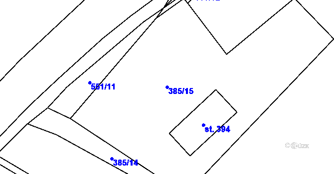 Parcela st. 385/15 v KÚ Železná Ruda, Katastrální mapa