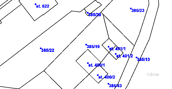 Parcela st. 385/19 v KÚ Železná Ruda, Katastrální mapa