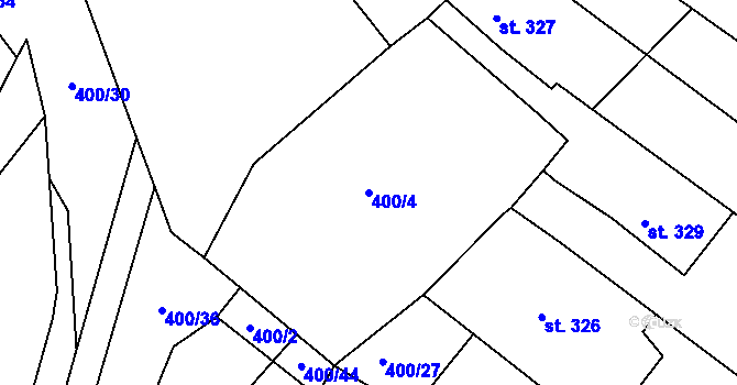 Parcela st. 400/4 v KÚ Železná Ruda, Katastrální mapa