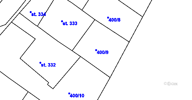 Parcela st. 400/9 v KÚ Železná Ruda, Katastrální mapa