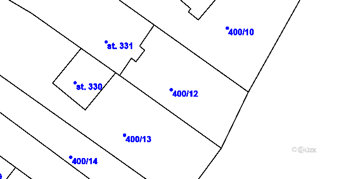 Parcela st. 400/12 v KÚ Železná Ruda, Katastrální mapa