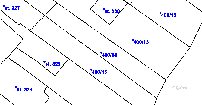 Parcela st. 400/14 v KÚ Železná Ruda, Katastrální mapa