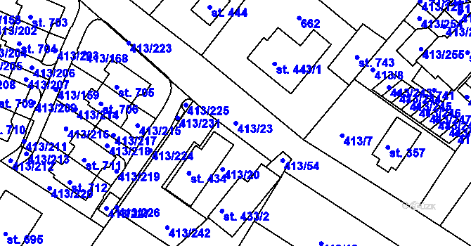 Parcela st. 413/23 v KÚ Železná Ruda, Katastrální mapa
