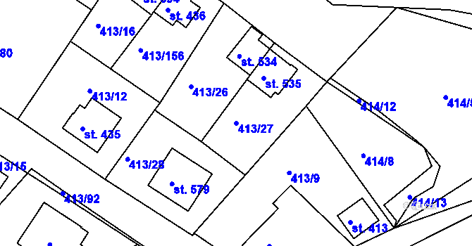 Parcela st. 413/27 v KÚ Železná Ruda, Katastrální mapa