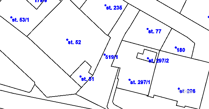 Parcela st. 519/1 v KÚ Železná Ruda, Katastrální mapa