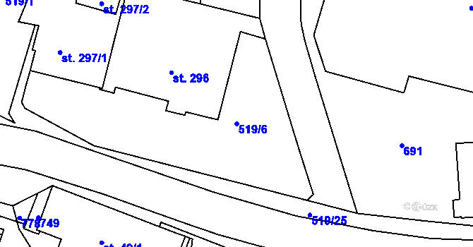 Parcela st. 519/6 v KÚ Železná Ruda, Katastrální mapa