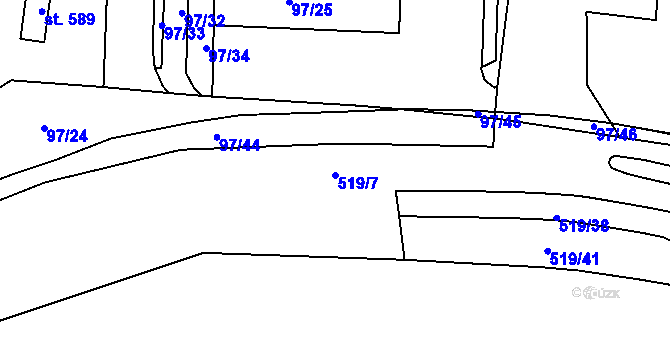 Parcela st. 519/7 v KÚ Železná Ruda, Katastrální mapa
