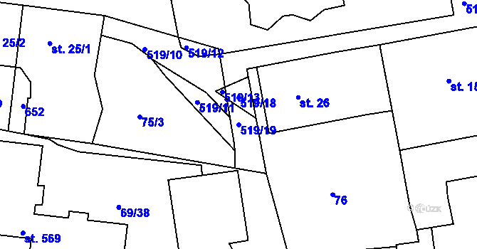 Parcela st. 519/19 v KÚ Železná Ruda, Katastrální mapa