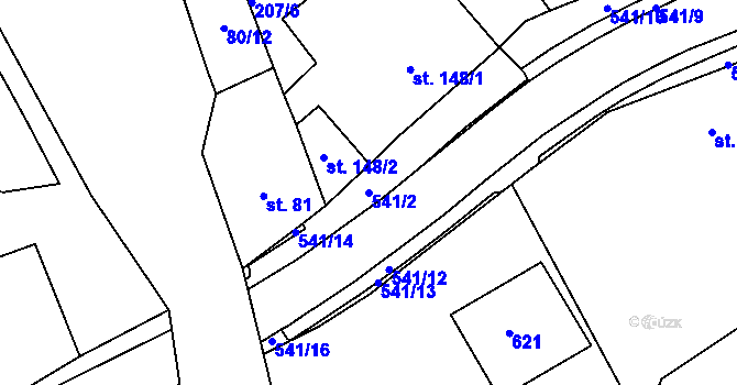 Parcela st. 541/2 v KÚ Železná Ruda, Katastrální mapa