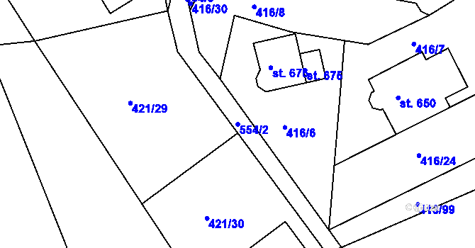 Parcela st. 554/2 v KÚ Železná Ruda, Katastrální mapa