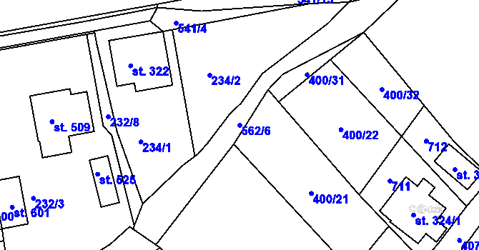 Parcela st. 562/6 v KÚ Železná Ruda, Katastrální mapa