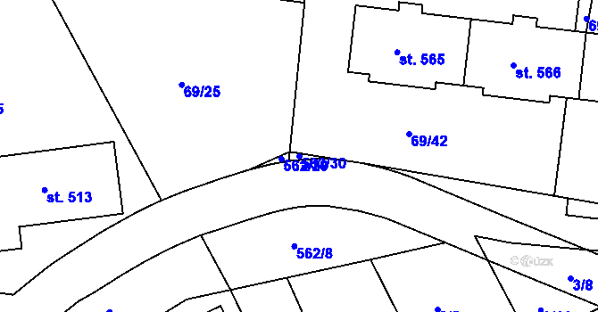 Parcela st. 562/30 v KÚ Železná Ruda, Katastrální mapa