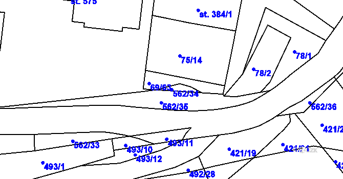 Parcela st. 562/34 v KÚ Železná Ruda, Katastrální mapa