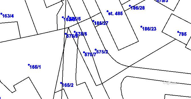 Parcela st. 575/2 v KÚ Železná Ruda, Katastrální mapa