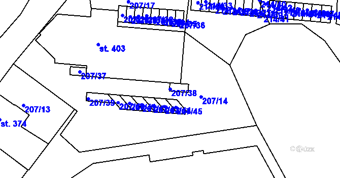 Parcela st. 207/38 v KÚ Železná Ruda, Katastrální mapa