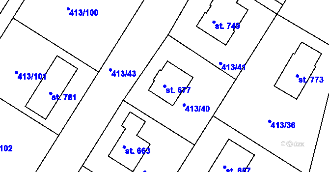 Parcela st. 677 v KÚ Železná Ruda, Katastrální mapa