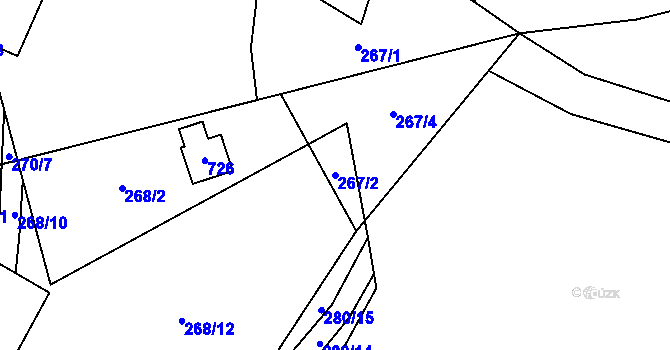 Parcela st. 267/2 v KÚ Železná Ruda, Katastrální mapa
