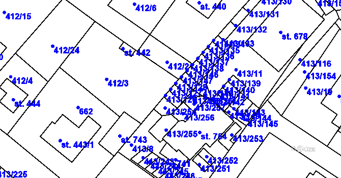 Parcela st. 413/127 v KÚ Železná Ruda, Katastrální mapa
