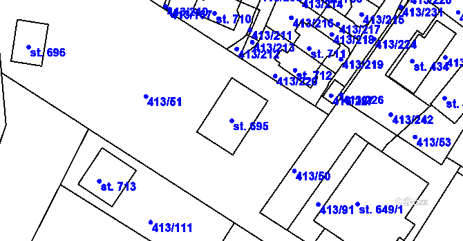 Parcela st. 695 v KÚ Železná Ruda, Katastrální mapa