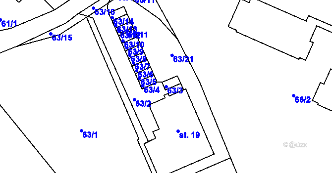 Parcela st. 63/3 v KÚ Železná Ruda, Katastrální mapa