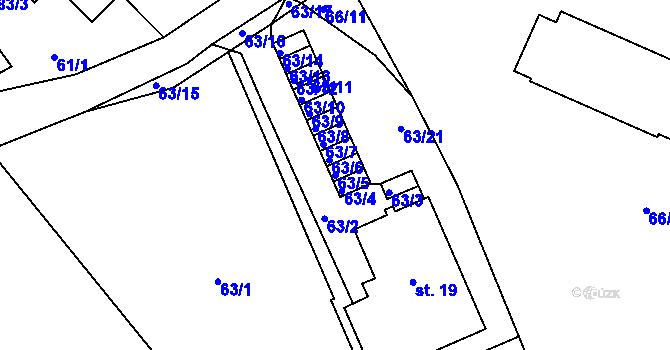 Parcela st. 63/5 v KÚ Železná Ruda, Katastrální mapa