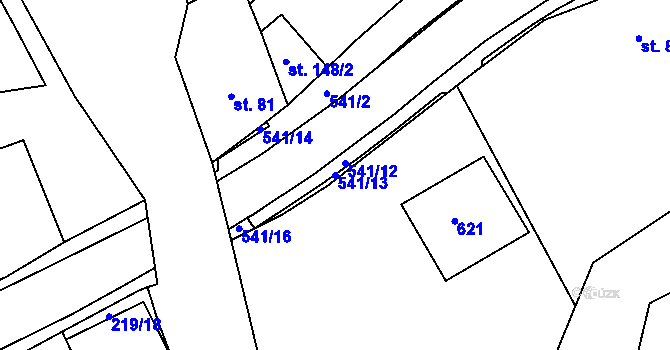 Parcela st. 541/13 v KÚ Železná Ruda, Katastrální mapa
