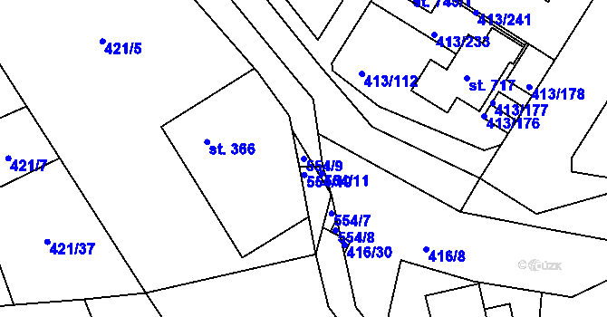 Parcela st. 554/9 v KÚ Železná Ruda, Katastrální mapa