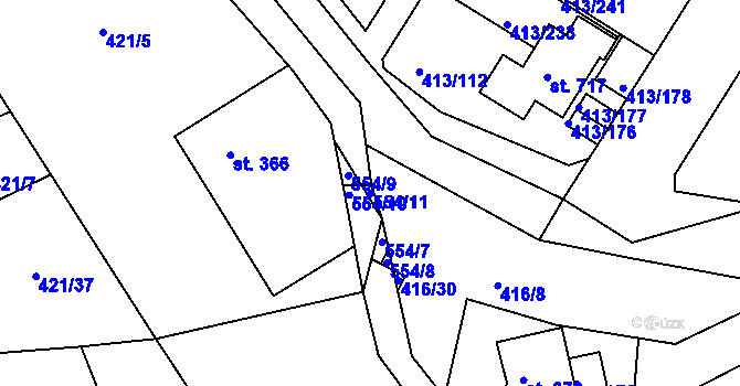 Parcela st. 554/11 v KÚ Železná Ruda, Katastrální mapa