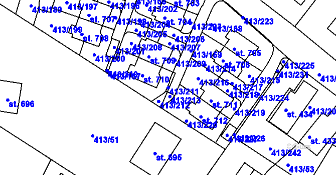 Parcela st. 413/211 v KÚ Železná Ruda, Katastrální mapa