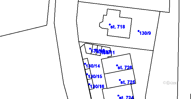 Parcela st. 130/12 v KÚ Železná Ruda, Katastrální mapa