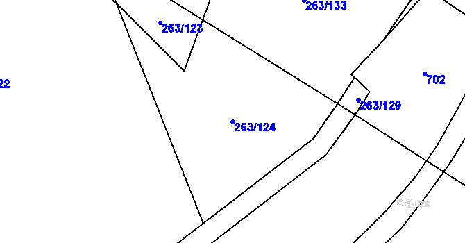 Parcela st. 263/124 v KÚ Železná Ruda, Katastrální mapa
