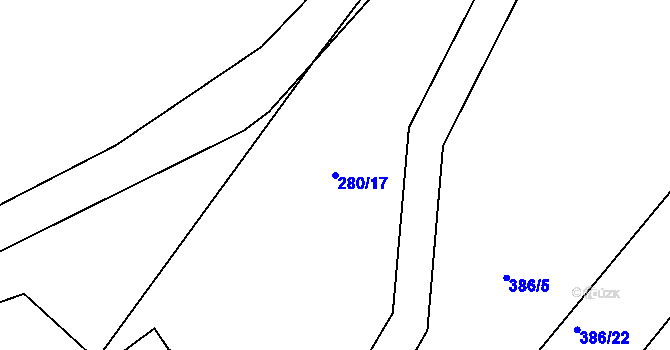 Parcela st. 280/17 v KÚ Železná Ruda, Katastrální mapa