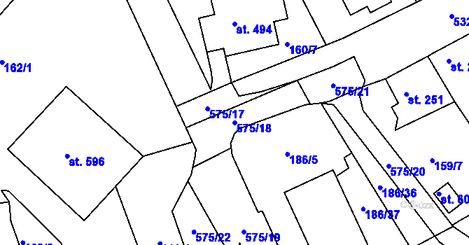 Parcela st. 575/18 v KÚ Železná Ruda, Katastrální mapa