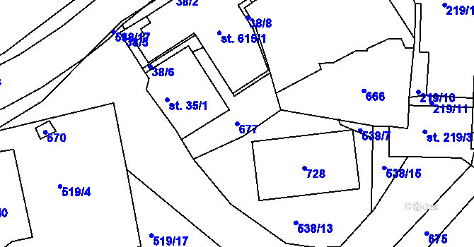 Parcela st. 677 v KÚ Železná Ruda, Katastrální mapa
